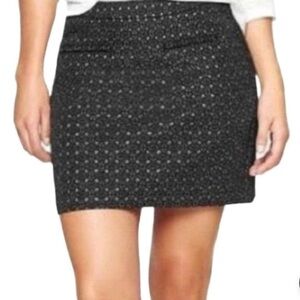 Gap Mini Skirt Black & Silver Metallic Geometric Design Skirt